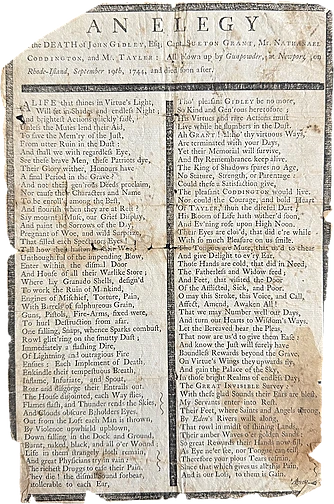 An Elegy on the Death of John Gidley, Esq; Capt. Sueton Grant, Mr. Nathanael Coddington, and Mr. Tayler