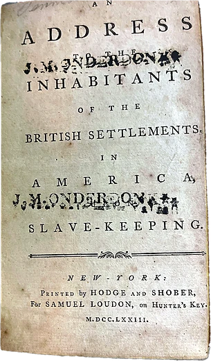 An Address to the Inhabitants of the British Settlements in America upon Slave Keeping