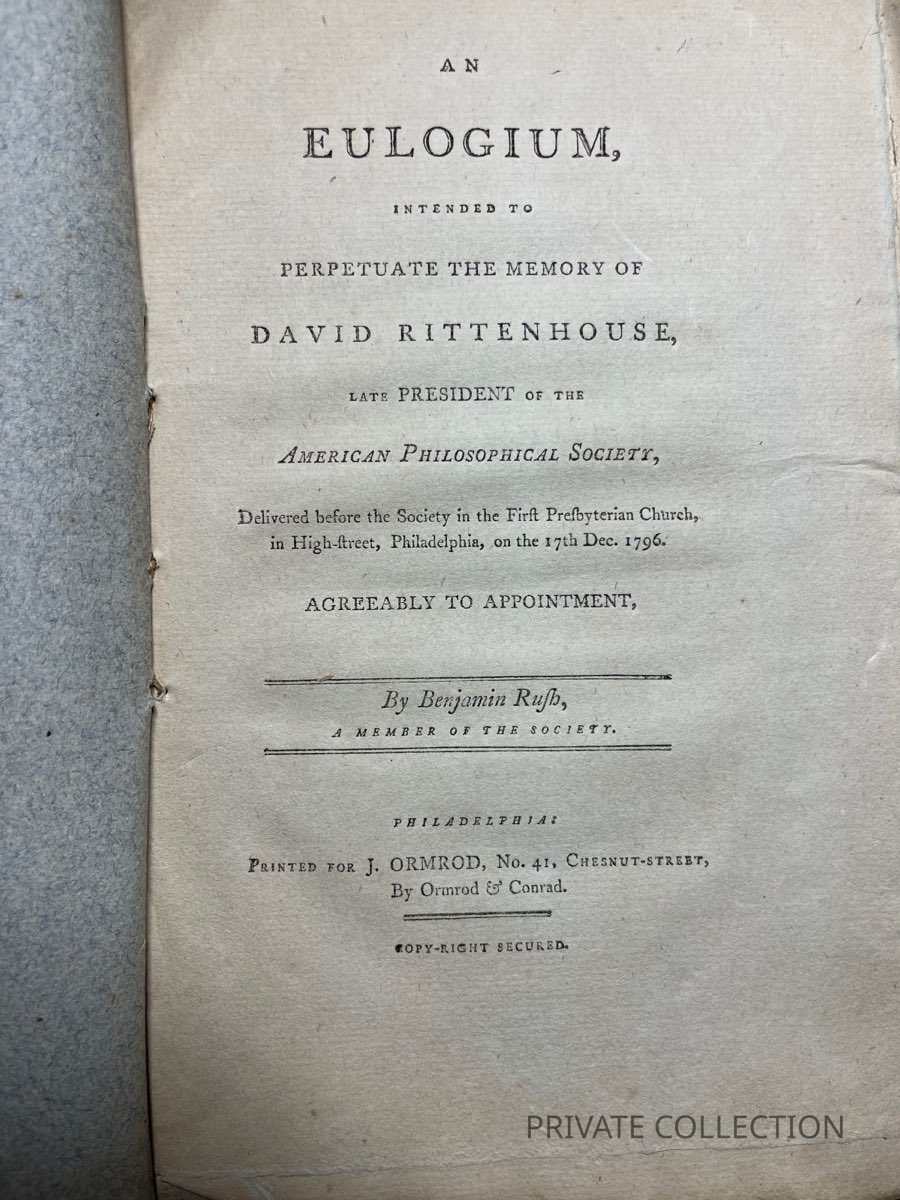 Benjamin Rush- An Eulogium Intended to Perpetuate the Memory of David Rittenhouse