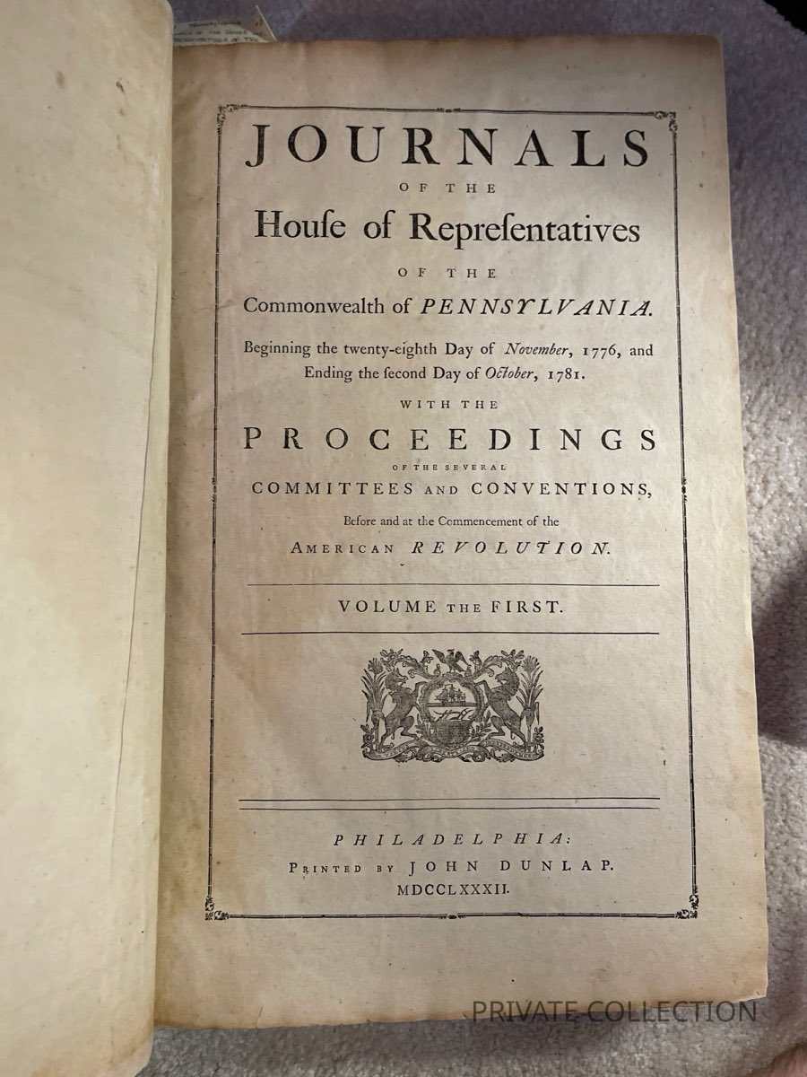 Pa house journals with articles and declaration